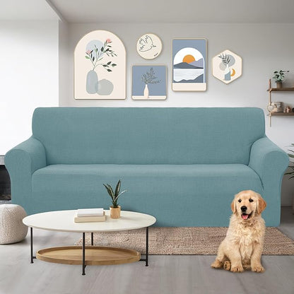 U-NICE HOME Stretch Couch Cover Sofa Cover Sofa Slipcover Furniture Protector for 3 Cushion Couch Sofa Pet Friendly(Sofa, Light Blue)