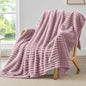 BEDELITE Twin Blanket for Couch & Bed, 300GSM Soft & Warm Fleece Blanket, Decorative and Giftable Striped Berry Purple Blankets for Women, Men, 60"x80"