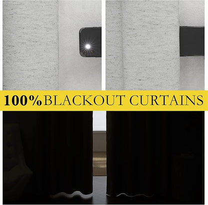 NICETOWN Grey Noise and Lights Block Out Curtains, 2 Panels, 34-inch W by 70-inch L, Thermal Insulated 100% Blackout 2-Layer Lined Drapes, Noise Cancellation Window Draperies for Dining Room