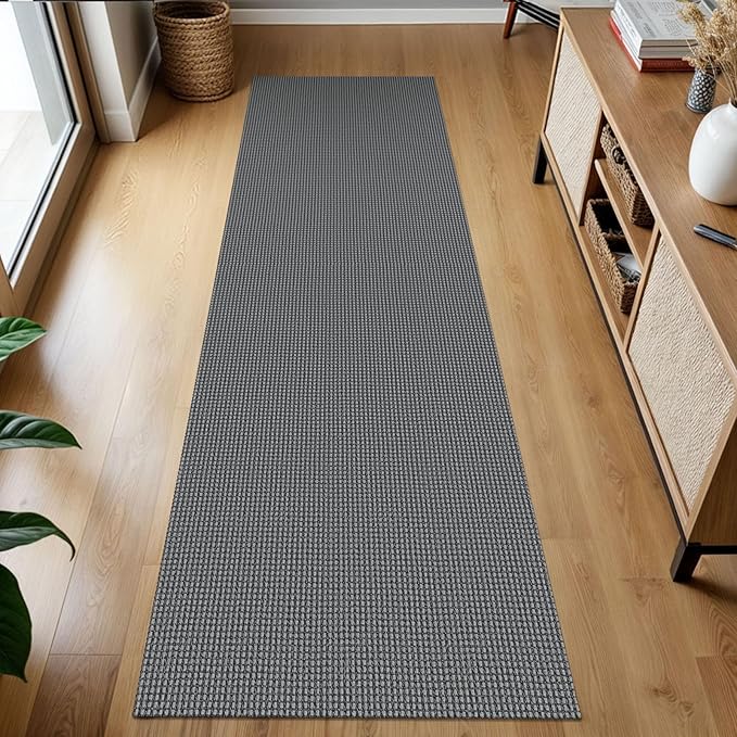 KOZYFLY Runners for Hallways 2x7 ft Washable Kitchen Runner Non Slip Rubber Backed Hall Runners Cotton Entryway Runner Rugs Floor Carpet for Indoor Backdoor Bedroom Kitchen, Grey/Dark Grey