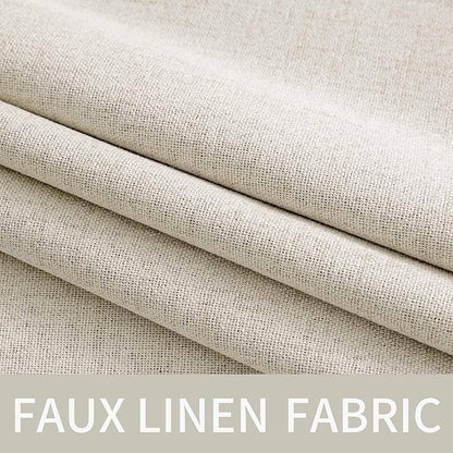 MIULEE Linen Texture Curtains for Bedroom Solid 100% Blackout Thermal Insulated Linen Beige Curtains Grommet Room Darkening Drapes for Living Room Nursery 52x45 Inch (2 Panels)