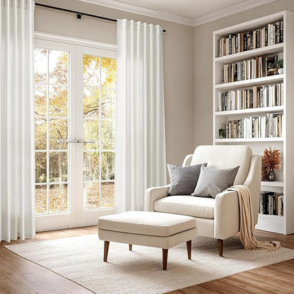 Nanspring Light Filtering Linen Curtains 72 inches Long for Bedroom/Living Room Linen Textured Semi Sheer Back Tab and Rod Pocket Boho Curtains for Small Window Cream 34 x 72 Inch,2 Panels