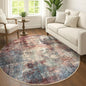 IOHOUZE Abstract Round Area Rug 6 Ft Washable Circle Rugs Large Round Rug Non Slip Thin Soft Circle Rugs, Printed Faux Wool Floor Carpet for Bedroom Living Room Dining Room Nursery, Red/Multi