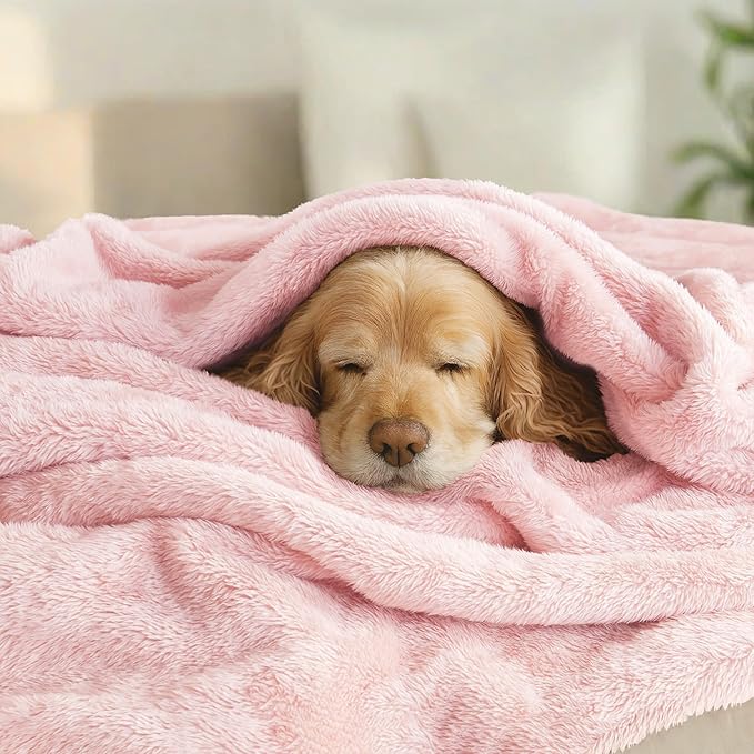 Exclusivo Mezcla Plush Fuzzy Fleece Bed Blanket Queen Size, Super Soft, Fluffy and Warm Blankets for Couch, Bed, All Season (Light Pink, 90x90 Inches)
