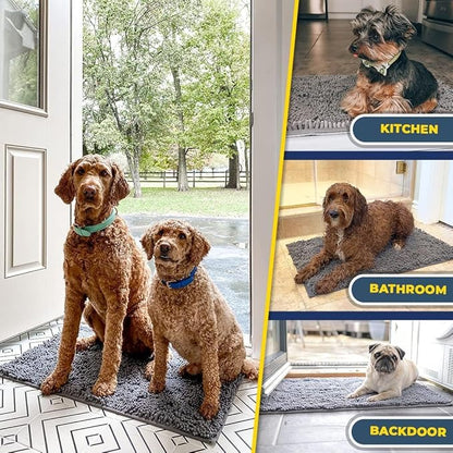 Muddy Mat® | Super Absorbent Door Mat Indoor, Microfiber Quick Dry Chenille Entryway Rug, Non-Slip Front Door Mat, Indoor Mats for Entryway, Machine Washable Pet Rug, Grey XXXL 72"X48"