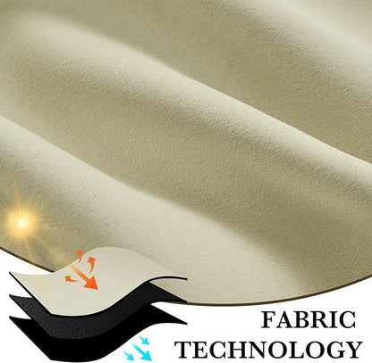 RYB HOME 100% Blackout Short Curtains for Small Window, Thermal Insulated Total Room Darkening Noise Reducing Curtains for Basement Bathroom Basement, 29 inches Wide by 45 inches Long, Beige