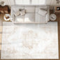Area Rug 10x14 Vintage Rugs: Large Washable Living Room Rug Retro Medallion Distressed Soft Low Pile Non-Slip Rugs Indoor Floor Carpet for Bedroom Nursery Dining Table Office (Beige,10'x14')