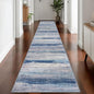 KOZYFLY Modern Abstract Washable Rug Runner 2.6x14 Hallway Rug Runner Non-Slip Soft Kitchen Runner Rugs, Blue/Grey/Beige Striped Carpet for Entryway Bathroom Laundry Room Foyer