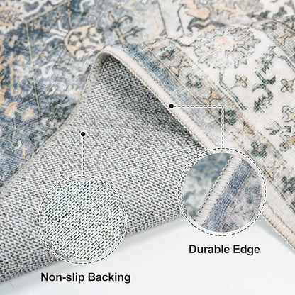 Washable Runner Rug 3x8 - Hallway Runner Rug Kitchen Rugs and Mats Non Skid Washable Waterproof Carpet Runner for Living Room Bedroom Bathroom (Grey, 3X8)