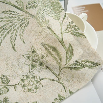 jinchan Linen Floral Curtains for Living Room with Printed Flower 90 Inches Long Light Filtering French Country Back Tab Rod Pocket Sage Green Window Curtain Set Farmhouse Drapes 2 Panels