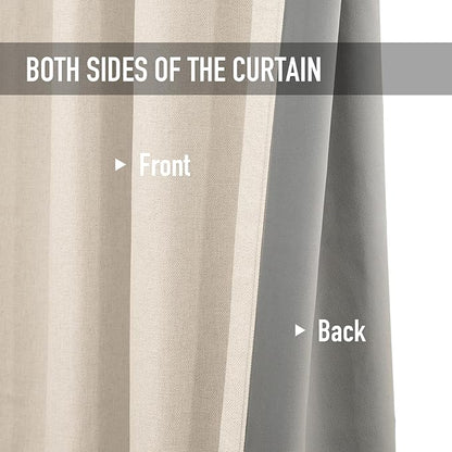100% Blackout Shield Linen Blackout Curtains for Bedroom, Butter Cream Grommet Curtains for Living Room, Thermal Insulated Room Darkening Drapes for Nursery, Boho Home Decor, 50" W x 63" L, 2 Panels