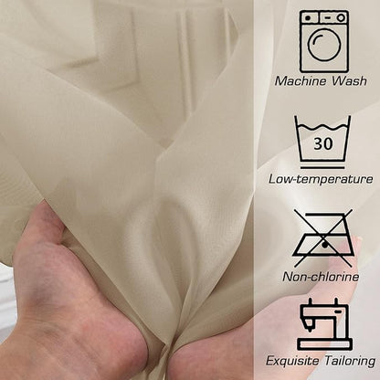 OWENIE Taupe Sheer Curtains 78 inches Long for Bedroom Living Room 2 Panels Set, Rod Pocket Solid Taupe Curtain, Soft Touch Elegant Voile Curtains & Drapes for Nursery, 42"x78", 2 Pcs