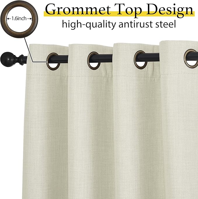 NICETOWN 30 Inch Length Curtain Valances, 2 Panels Blackout Thermal Insulating Small Half Curtain Tiers for Kitchen with Top Grommet, Window Covering for Bathroom (Natural, 34 x 30 Inch Length)