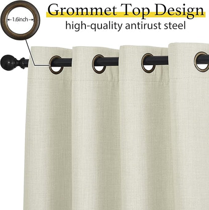 NICETOWN Natural Linen Room Darkening Curtain Valances for, Grommet Faux Linen Blend Short Curtains Thermal Insulated Window Tiers for Kitchen Over Sink, W52 x L30, Set of 2