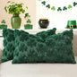 decorUhome St. Patrick’s Day Shamrock Green Pillow Covers 12x20 Inch Set of 2, Soft Plush Faux Wool Throw Pillow Covers, Farmhouse Spring Holiday Decor for Sofa Living Room