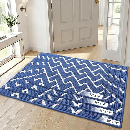OLANLY Front Door Mat, Non-Slip Rubber Backing, Dirt Resistant and Absorbent, Washable, Easy to Clean Low-Profile Indoor Doormat for Back Door, Entryway, Inside Entrance, 36x24, Navy