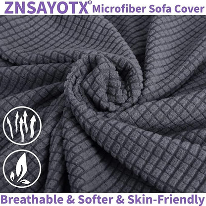 ZNSAYOTX Super Stretch Chair Slipcover Universal Sofa Chair Covers for Living Room Dogs Pet Furniture Protector Spandex Armchair Slipcovers with Anti Slip Foam Sticks (Dark Grey, Chair)
