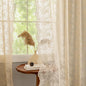 YJ YANJUN Vintage Lace Curtains 72 Inches Long-Victorian Flower Beige Voile Sheer Curtains for Dining Room Bathroom Bay Window Privacy Boho French Country Farmhouse Room Decor 2 Panels 52x72
