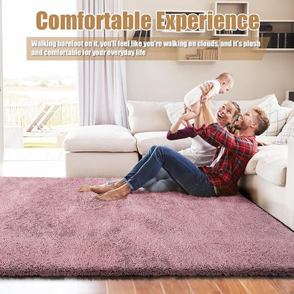 Shag Area Rug for Bedroom 5x8,Blush Fluffy Area Rugs for Living Room,Soft Fuzzy Rug Non-Shedding Indoor Plush Carpet for Kids Bedroom Nursery Dorm Home Decor