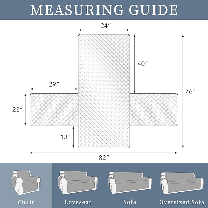 ISSUNTEX Double Protection 100% Waterproof Chair Sofa Covers for Living Room, Reversible Furniture Protector for Dogs, Pets, Kids (Chair, Greyish Green/Beige)