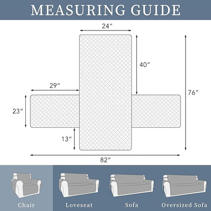 ISSUNTEX Double Protection 100% Waterproof Chair Sofa Covers for Living Room, Reversible Furniture Protector for Dogs, Pets, Kids (Chair, Greyish Green/Beige)
