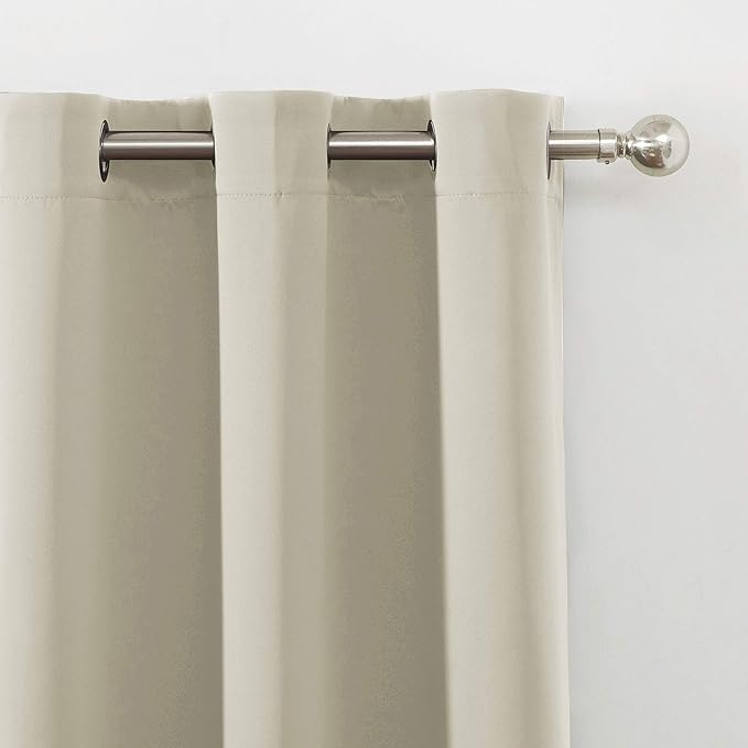 LEMOMO Light Beige Thermal Blackout Curtains/52 x 108 Inch/Set of 2 Panels Room Darkening Curtains for Bedroom