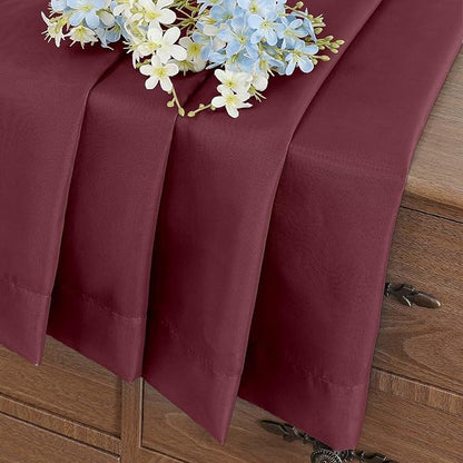 Burgundy Valances for Windows 14 inch Length 2 Panels Set, Small Voile Sheer Curtains for Bathroom, Soft Fabric Lightweight Light Filtering Kitchen Curtains, Dual Rod Pocket, 2x42Wx14L Inches