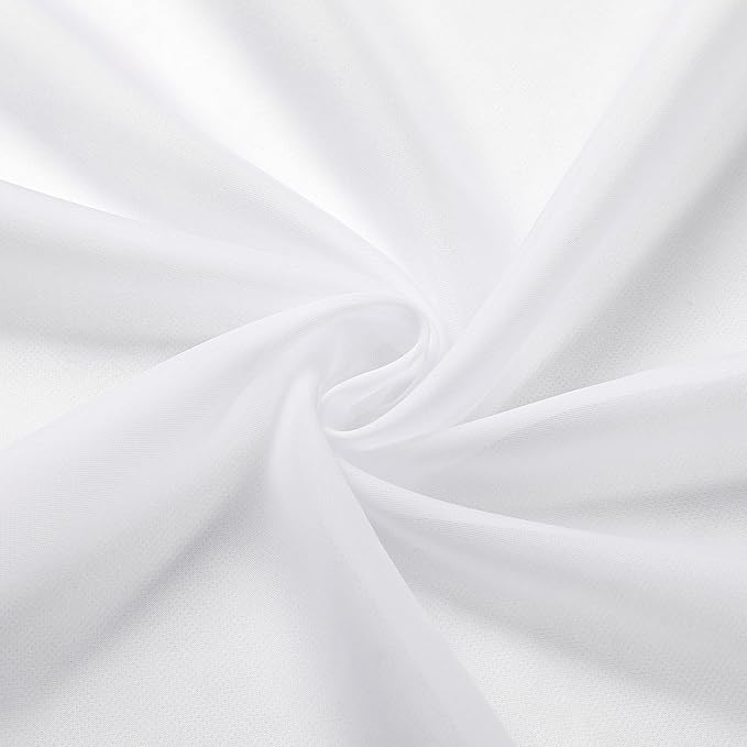Lecloud Sheer White Valances for Windows 18 Inch Length 2 Pcs, Cafe Kitchen Curtains for Bedroom Living Room, Short Curtains for Small Windows with Dual Rod Pocket Home Decor, 42" W x 18" L