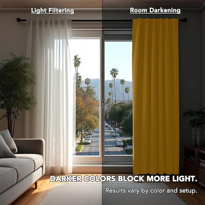 Deconovo Rod Pocket and Back Tab Blackout Curtains for Living Room Thermal Insulated Room Darkening Curtains 42Wx95L Inch Mellow Yellow 2 Panels