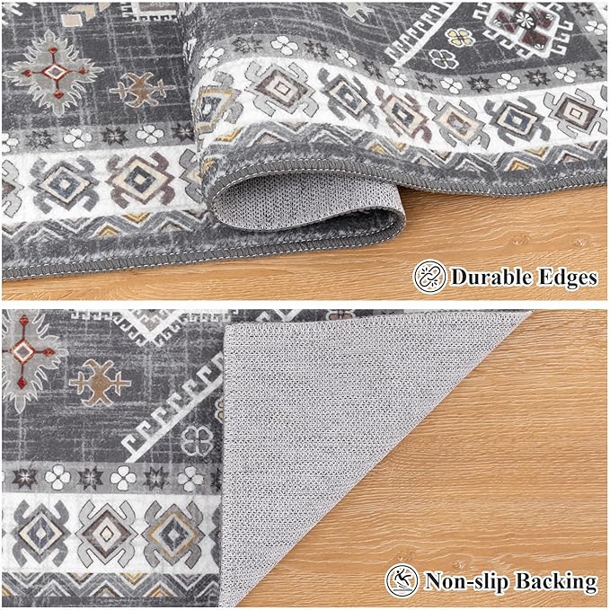 HEBE Washable Kitchen Rugs Runner 2'x 8', Non Slip Hallway Runner Rug, Low Pile Entryway Rug Laundry Room Mat Kitchen Carpet Runners for Hallways, Bathroom, Laundry, Bedside Rug