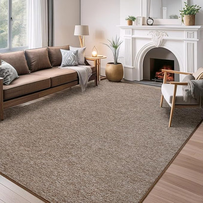 AROGAN Washable 7×10 Living Room Rug, Modern Area Rugs with Soft Memory Foam for Bedroom, Minimalist Non-Slip Indoor Floor Carpet for Dining Room Office Kids Playroom Decor, Matte Brown