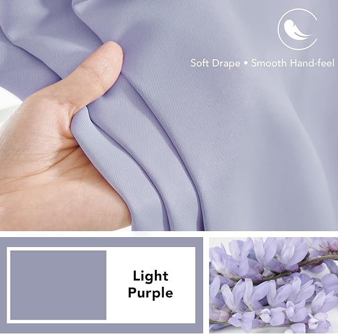 Deconovo Back Tab and Rod Pocket Blackout Curtains for Living Room Thermal Insulated Light Blocking Curtains 42Wx84L Inch Light Purple 2 Panels