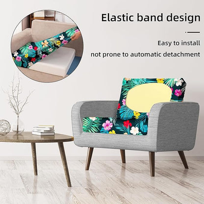 8Pcs Stretch Patio Cushion Covers,Outdoor Couch Covers Replacement,Outdoor Couch & Sofa Slipcovers,for Patio Furniture Cushion Covers,Washable Reusable urniture Protector (Flowered Leaves,Cover Only)