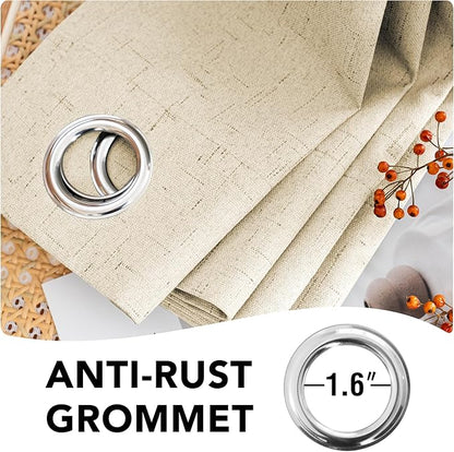 H.VERSAILTEX 100% Blackout Curtains for Bedroom Thermal Insulated Linen Textured Curtains Heat and Full Light Blocking Drapes Living Room Curtains 2 Panel Sets, Bleached Sand, 52x45 Inch