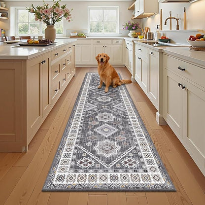 HEBE Washable Kitchen Rugs Runner 2'x 10', Non Slip Hallway Runner Rug, Low Pile Entryway Rug Laundry Room Mat Kitchen Carpet Runners for Hallways, Bathroom, Laundry, Bedside Rug