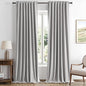 MIULEE 100% Blackout Linen Curtains for Bedroom, Greyish White Solid Luxury Decor Thermal Insulation Room Darkening Drapes for Living Room Nursery Back Tab Rod Pocket 42 x 96 Inches, 2 Panels