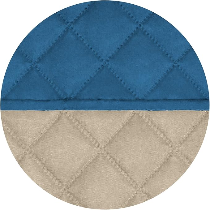 PureFit Reversible Quilted Sofa Cover, Water Resistant Slipcover Furniture Protector, Washable Couch Cover with Non Slip and Elastic Straps for Kids, Dogs, Pets (XX Large, Peacock Blue/Beige)