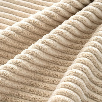 MIULEE Boho Farmhouse Throw Pillow Covers 18x18 Inch Set of 4 Mordern Nordic Cushion Covers Soft Corduroy Spring Home Decor for Couch Bed Sofa Living Room Beige