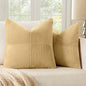 MIULEE Khaki Decorative Euro Sham Pillow Covers 24x24 Inch for Bed Couch Sofa Pack of 2 Boho Farmhouse Throw Pillows Soft Cross Corduroy Patchwork Textured Cushion Cases