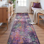 Washable Area Rugs 2'x8' Non-Slip Modern Abstract Soft for Living Room Entryway Bedroom Nursery, Print Pattern, Purple Orange Blue Green Rust Red Colorful