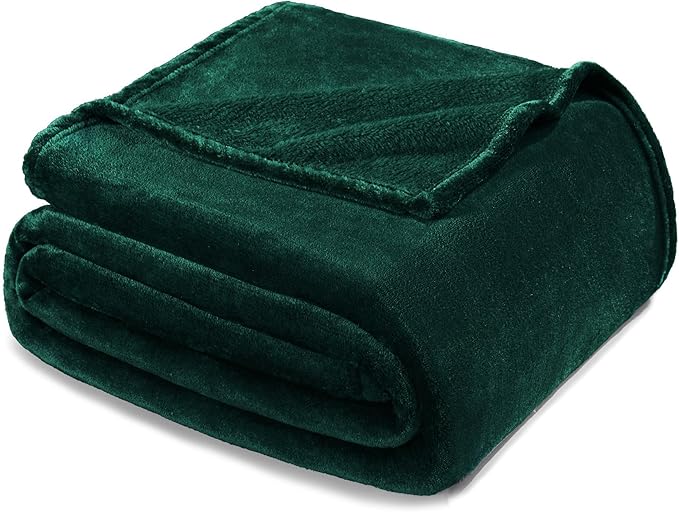 Exclusivo Mezcla Fleece Blanket King Size for Bed, Super Soft and Warm, All Season, Cozy, Plush, Lightweight, 90x104 Inches, Forest Green