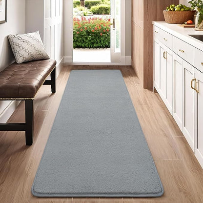 AROGAN 2x8 Feet Shag Runner Rug for Hallways, Washable Rugs with Memory Foam for Bedroom, Entryway Indoor Fluffy Throw Rug for Bedside Living Room Kids Girls Nursery Dorm Room Decor, Grey