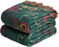 MSGKV Boho Throw Blanket for Couch and Sofa Cotton Blankets for Living Room Bedroom Reversable Florals Throw 60"x80" Spring Breathable Cozy Blankets