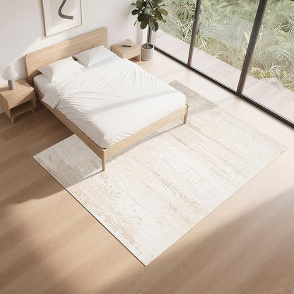 Washable Rugs 8x10 Area Rugs for Living Room- Modern Abstract Rugs for Bedroom,Dining Room, Large Soft Low Pile Carpet with Non Slip Rubber Backing,Neutral Accent Nursery Rug(Light Brown Beige)