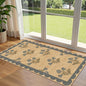 Front Door Mat Indoor Entrance - 2x4.3 Ft Blue Floral Washable Layered Doormat Outdoor Entrance Porch Rug Non-Slip Neutral Country Jute-Look Runner Rug for Kitchen Laundry Room Porch Decor