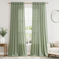 Light Sage Linen Curtains 108 Inches Long for Living Room 2 Panels Set Extra Long Back Tab Curtain Semi Sheer Light Filtering Sage Green Drapes Floor to Ceiling Drapes for Large Windows 52x108