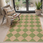 Lahome Colette Green Checkered Easy Jute Rug, 3x5 Washable Outdoor Rug Neutral Rug for Entryway, Checkerboard Non Slip Non Shedding Floor Carpet for Living Room Front Door Porch