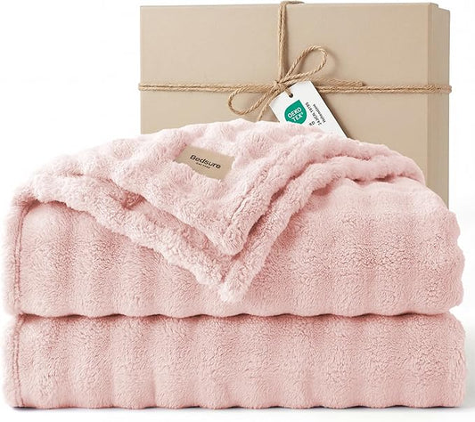 Bedsure 3D Fleece Bubble Blanket - GentleSoft Pink King Blanket for Bed Sofa Girls Room Decor - Luxury Soft Cozy Spring Gifts for Kids Girls, Lightweight, Crystal Pink, 108"×90"