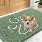 OLANLY Dog Door Mat for Muddy Paws 24x16, Paw Print Design, Absorbs Moisture and Dirt, Non-Slip Washable Doormat, Quick Dry Chenille Mud Mat, Entry Indoor Entryway Carpet, Olive Green and White