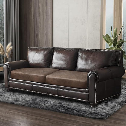 Leather Look Couch Cushion Covers Sofa Seat Slipcovers Sets Couches Furniture Protector for Sectional Armchair Loveseat Pets Kids Stretch Spandex Fabric (2 Cushion Sofa, Light Brown)